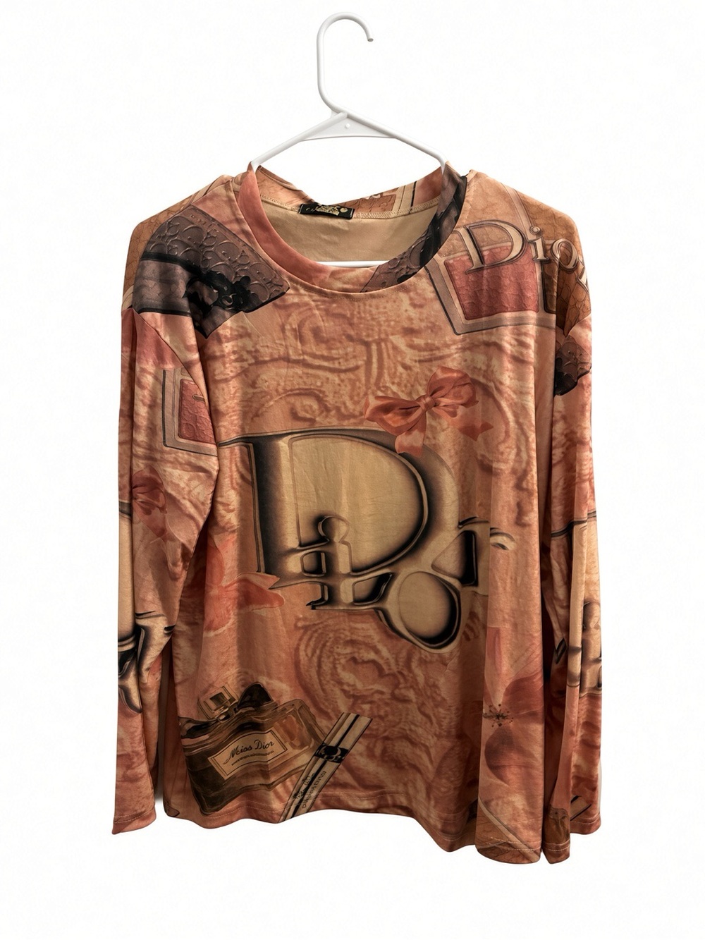 New FASHION Long Sleeve Graphic Shirt - Pink /Tan